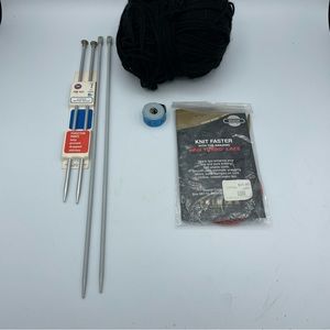Knitting Lot Boye Aluminum Needles Addi Turbo Lace West German Measure Tape Yarn
